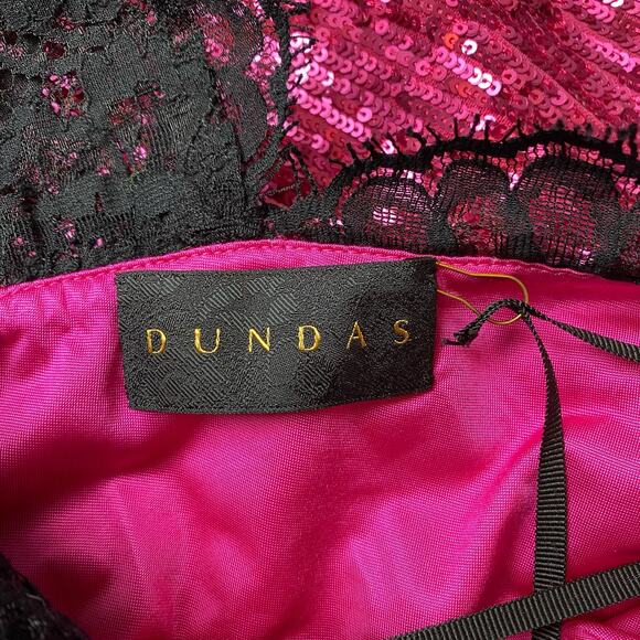 NWT Dundas Pink Sequin Mini Dress Lace Hem 40 - Picture 6 of 13